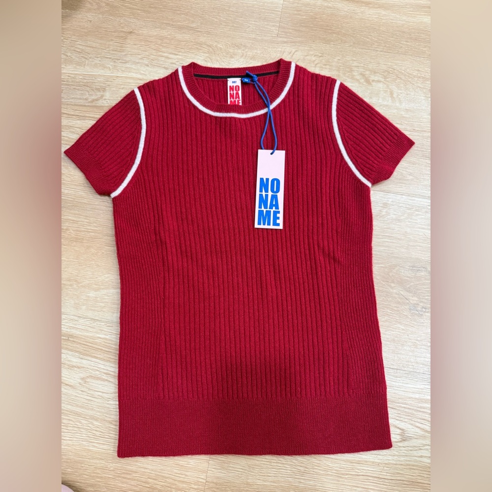 Naked Cashmere Noname Red Ribbed Knit Top